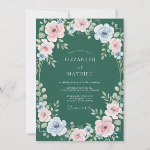 Hunter Pink Peony Wedding Invitation