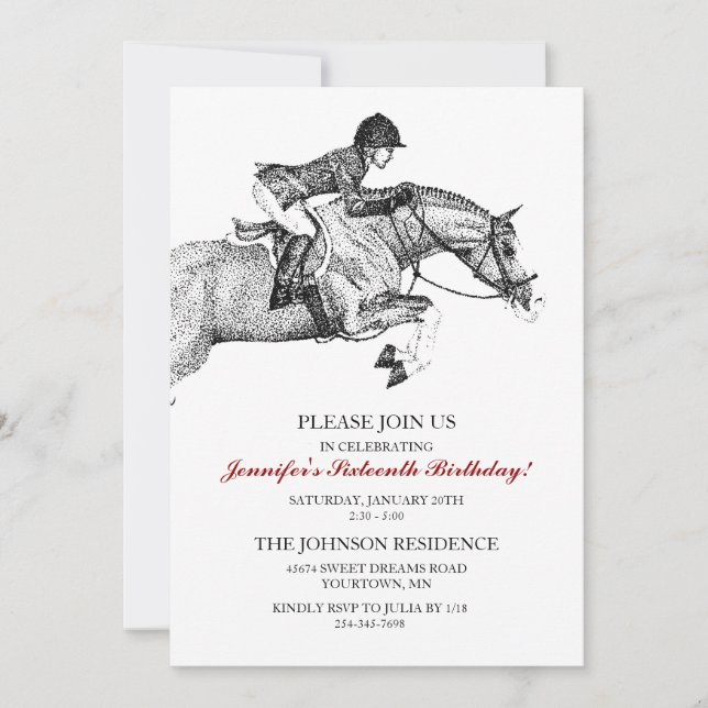 Hunter Pony Birthday Party Invitation (Front)