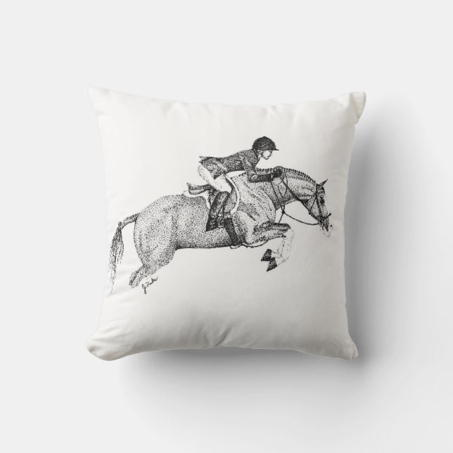 Hunter Pony Pointillism Throw Pillow (Front)