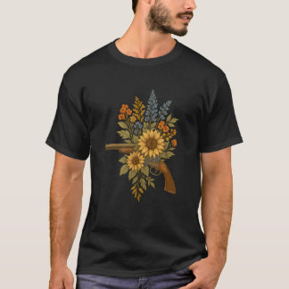 Hunter’s Bouquet – Rifle with Wildflowers Art T-Shirt