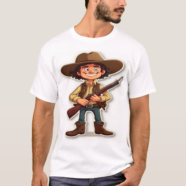 Hunter Spirit – Cartoon Gunman Graphic Tee (Front)