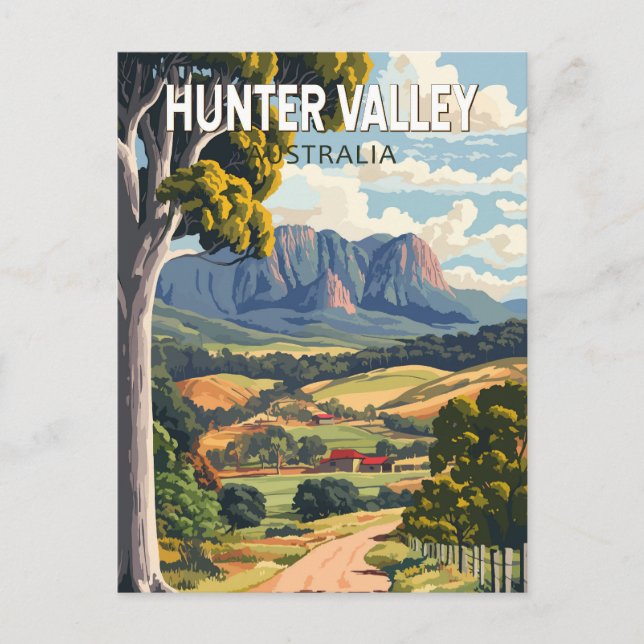 Hunter Valley Australia Travel Art Vintage Postcard (Front)