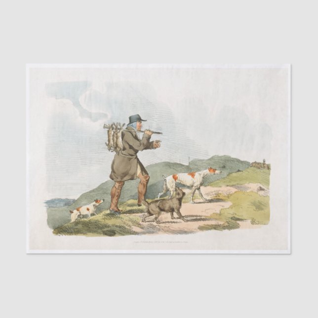 Hunter with Rabbits from Sporting Sketches (1817-1 Tissue Paper (Front)