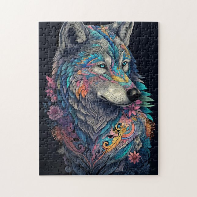 Hunter Wolf Illustration Jigsaw Puzzle (Vertical)