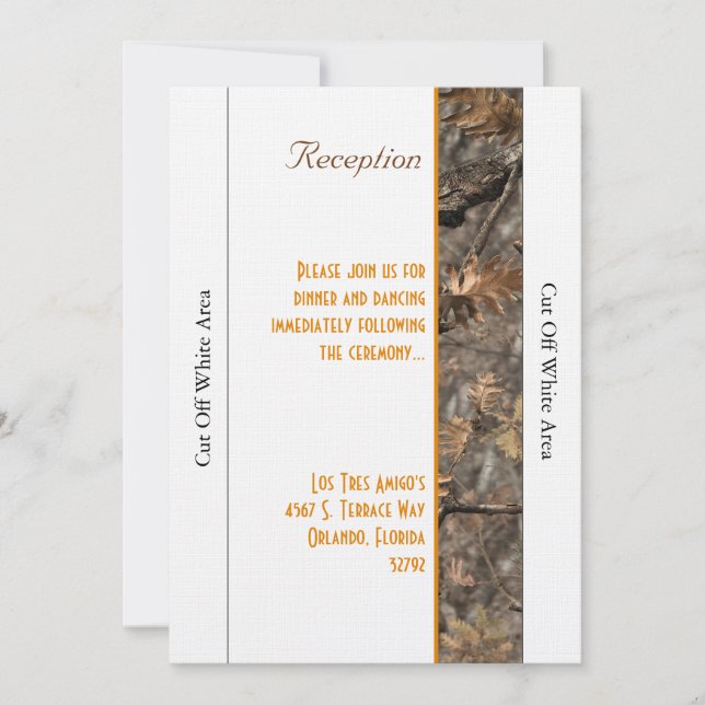 Hunter's Camo Chic Wedding Reception Card (Front)