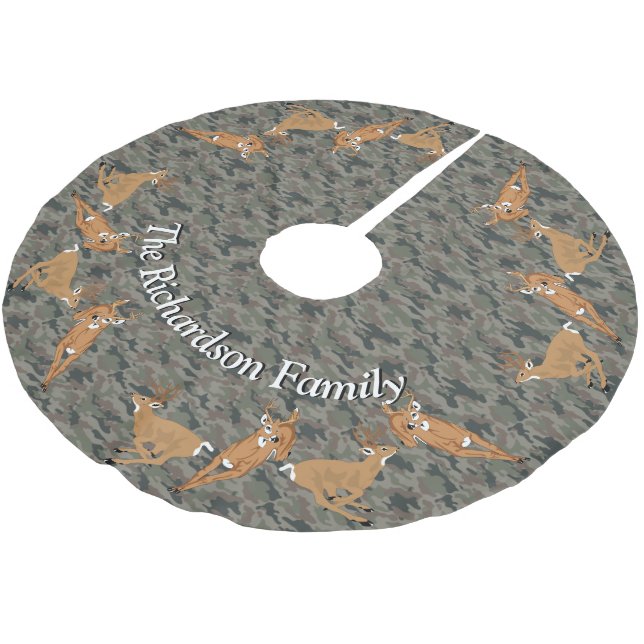 Hunters Deer and Camo YOUR NAME Tree Skirt (Angled)