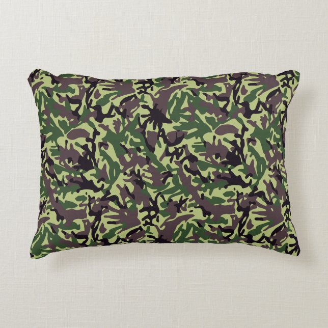 Hunters Green Camo Pattern Accent Pillow (Front)