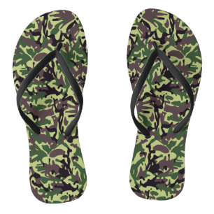 Hunters Green Camo Pattern Flip Flops