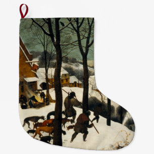 Hunters in the Snow (by Pieter Bruegel the Elder) Large Christmas Stocking