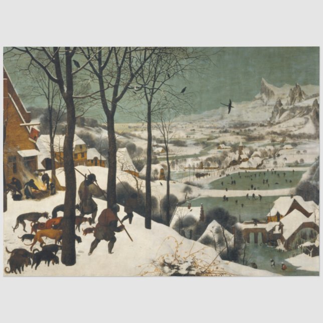 Hunters in the Snow (by Pieter Bruegel the Elder) Tissue Paper (Front)