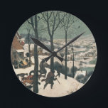 Hunters in the Snow - January, 1565 Round Clock<br><div class="desc">Image Collection Number:  XAM324  Hunters in the Snow - January,  1565. Bruegel,  Pieter the Elder (c.1525-69) oil on canvas. Kunsthistorisches Museum,  Vienna,  Austria .  1565</div>