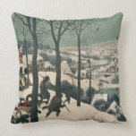 Hunters in the Snow - January, 1565 Throw Pillow<br><div class="desc">Image Collection Number:  XAM324  Hunters in the Snow - January,  1565. Bruegel,  Pieter the Elder (c.1525-69) oil on canvas. Kunsthistorisches Museum,  Vienna,  Austria .  1565</div>
