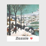 Hunters in the Snow Landscape Pieter Bruegel<br><div class="desc">Sticker featuring Pieter Bruegel the Elder’s oil-on-wood painting The Hunters in the Snow (1565). A village draped in snow welcomes back a group of hunters and dogs. Villagers skate on the icy lakes. A merry Christmas gift!</div>