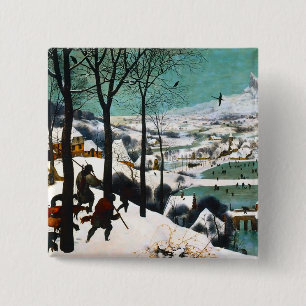Hunters in the Snow Landscape Pieter Bruegel 2 Inch Square Button