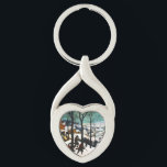 Hunters in the Snow Landscape Pieter Bruegel Keychain<br><div class="desc">Keychain featuring Pieter Bruegel the Elder’s oil-on-wood painting The Hunters in the Snow (1565). A village draped in snow welcomes back a group of hunters and dogs. Villagers skate on the icy lakes. A merry Christmas gift!</div>