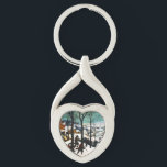 Hunters in the Snow Landscape Pieter Bruegel Keychain<br><div class="desc">Keychain featuring Pieter Bruegel the Elder’s oil-on-wood painting The Hunters in the Snow (1565). A village draped in snow welcomes back a group of hunters and dogs. Villagers skate on the icy lakes. A merry Christmas gift!</div>
