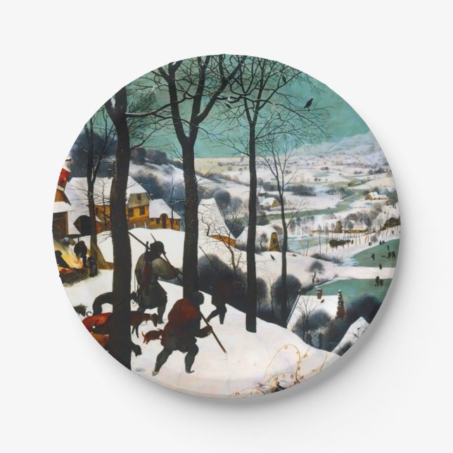 Hunters in the Snow Landscape Pieter Bruegel Paper Plate (Front)