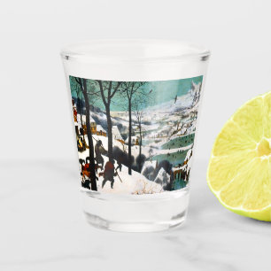 Hunters in the Snow Landscape Pieter Bruegel Shot Glass