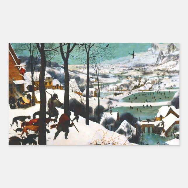 Hunters in the Snow Landscape Pieter Bruegel Sticker (Front)
