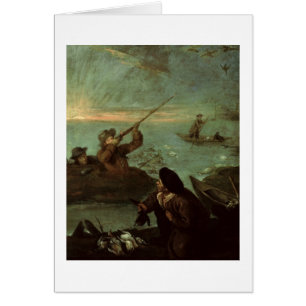 Hunters Shooting at Ducks (oil on canvas)