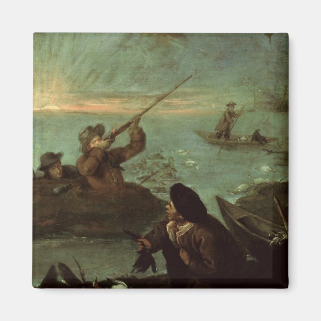 Hunters Shooting at Ducks (oil on canvas) Magnet (Front)