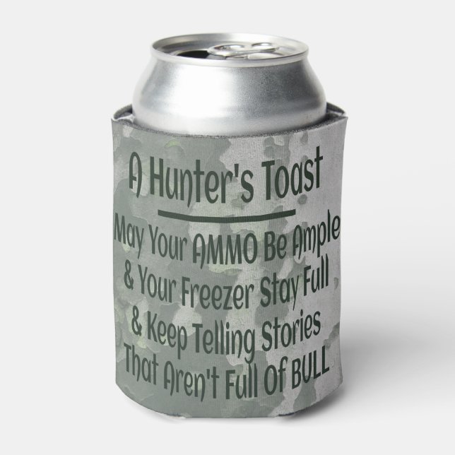 Hunter's Toast Funny Green Camouflage Can Cooler (Can Front)