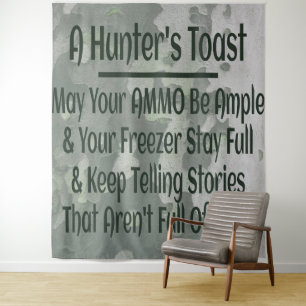 Hunter's Toast Funny Green Camouflage Tapestry