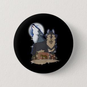 Hunter's Wolf At Moon Grey Wolf Hunting Wolf Anima 2 Inch Round Button