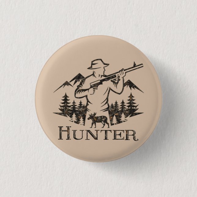 Hunting 1 Inch Round Button (Front)
