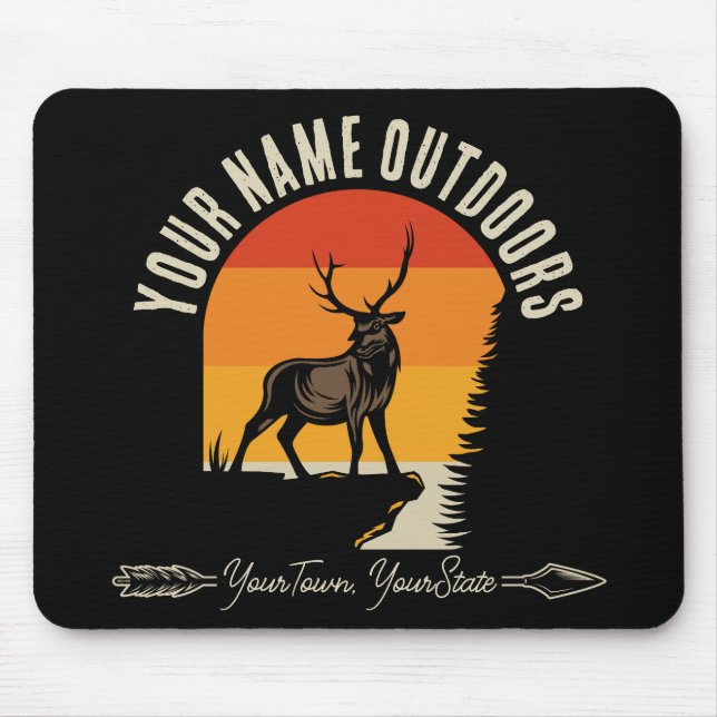 Hunting ADD NAME Outdoors Deer Elk Wilderness Camp Mouse Pad (Front)