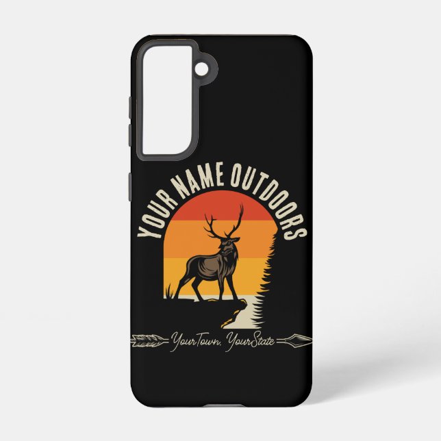 Hunting ADD NAME Outdoors Deer Elk Wilderness Camp Samsung Galaxy S21 Case (Back)