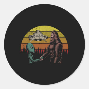 Hunting Alien And Bigfoot Sasquatch  Classic Round Sticker