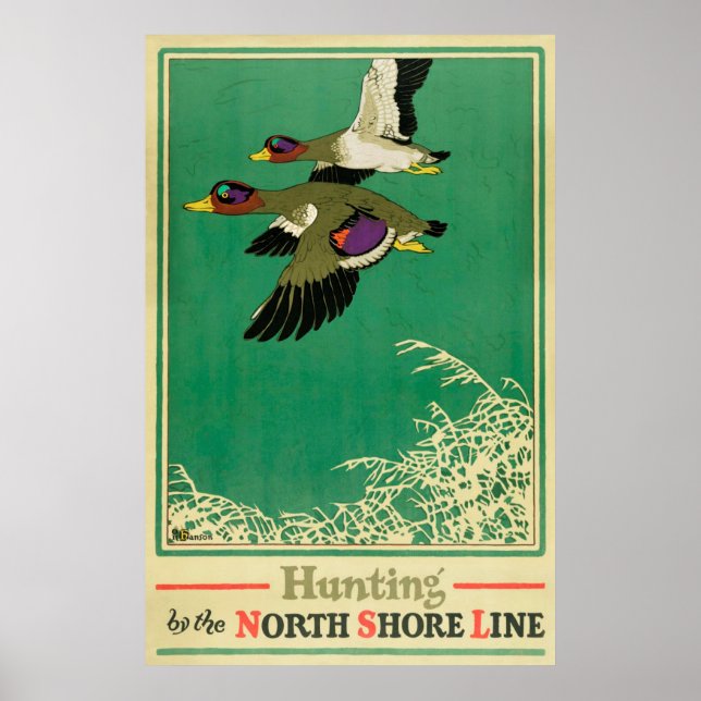 Hunting and Fishing Vintage Poster (Front)