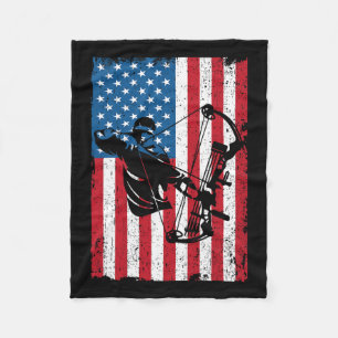 Hunting Archer American Flag Bowhunting Bowhunter  Fleece Blanket