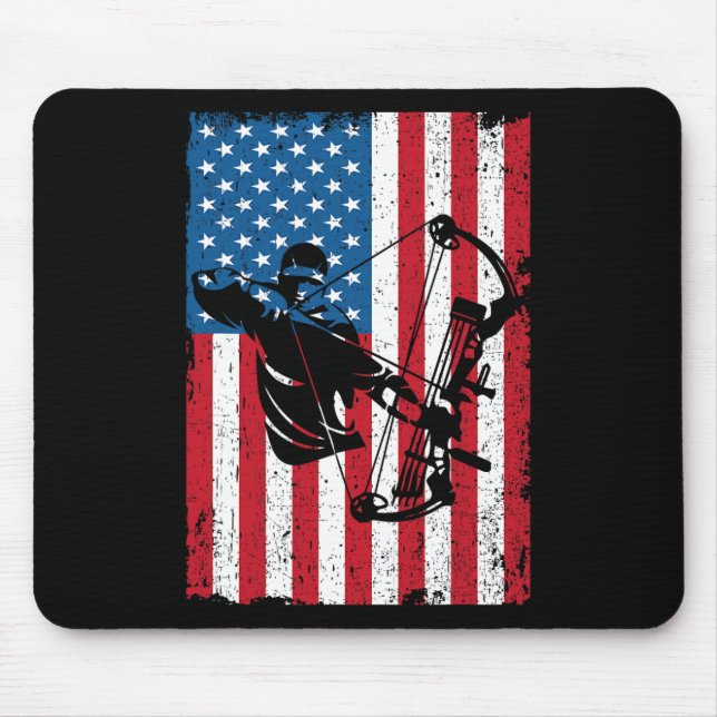Hunting Archer American Flag Bowhunting Bowhunter  Mouse Pad (Front)