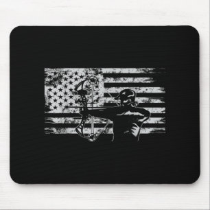 Hunting Archer American Flag Bowhunting Hunt Mouse Pad