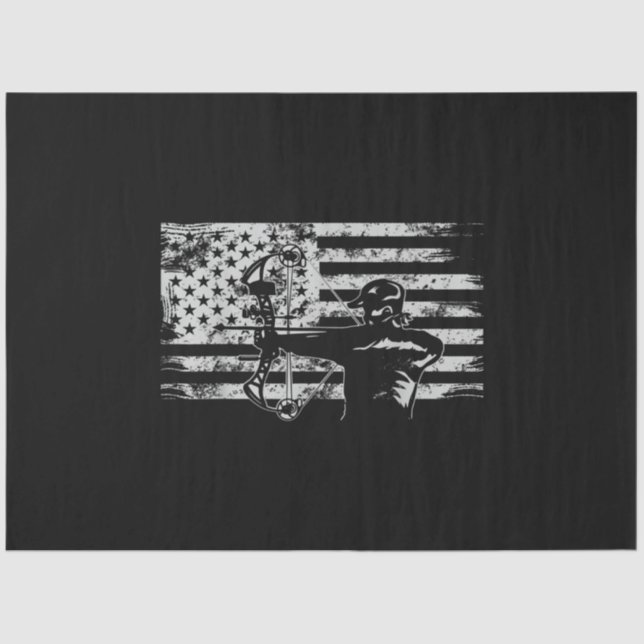 Hunting Archer American Flag  Bowhunting Hunt Tissue Paper (Front)