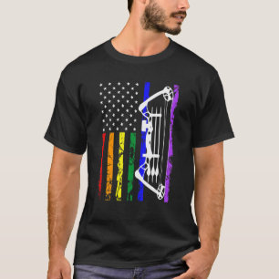 Hunting Archer American Flag Bowhunting Lgbt Hunte T-Shirt