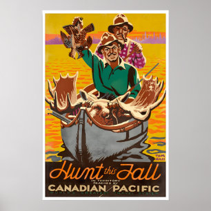 Hunting Art Canada Travel Poster Moose Hunter