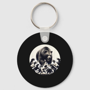 Hunting Bear Retro Dog Bear Hound Hunting Keychain