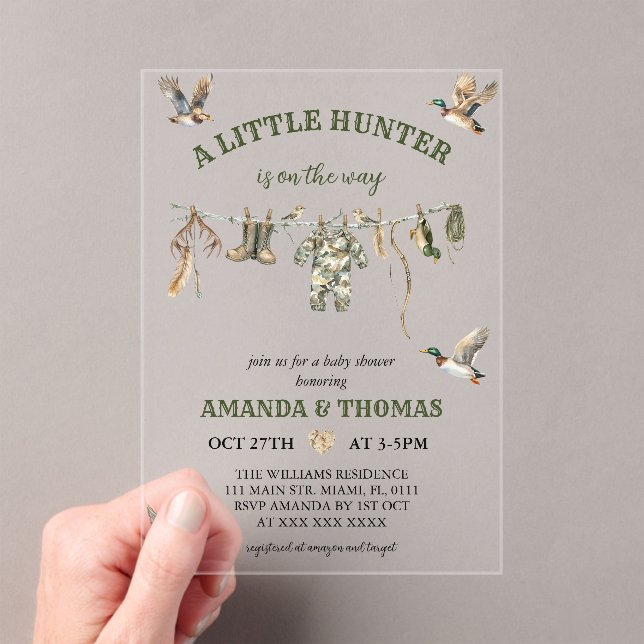 Hunting Boy Baby Shower  Acrylic Invitations (Insitu (Handheld))
