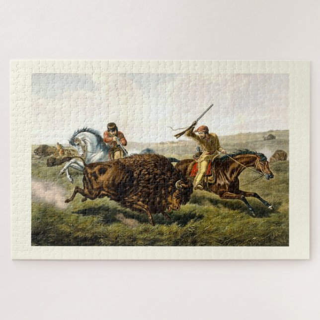 Hunting buffalo jigsaw puzzle (Horizontal)