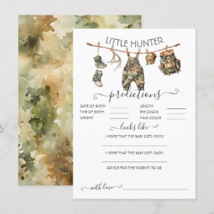 Hunting Camo Clothesline Baby Predictions Game Invitation