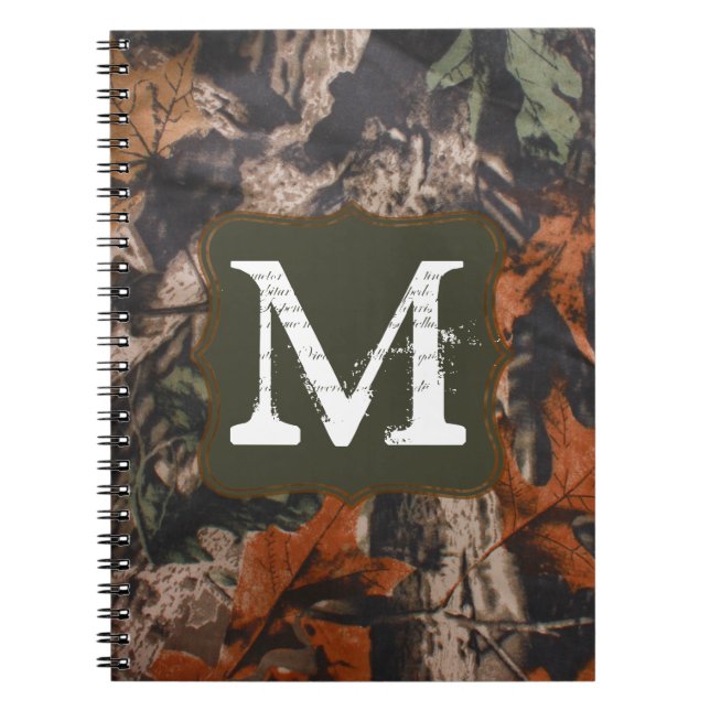 Hunting Camo Hunters Monogram Initial Note Book (Front)