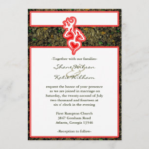 Hunting Camo Red Custom Outline Colour Invite