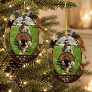 Hunting Camouflage One Photo Personalized Ceramic Ornament