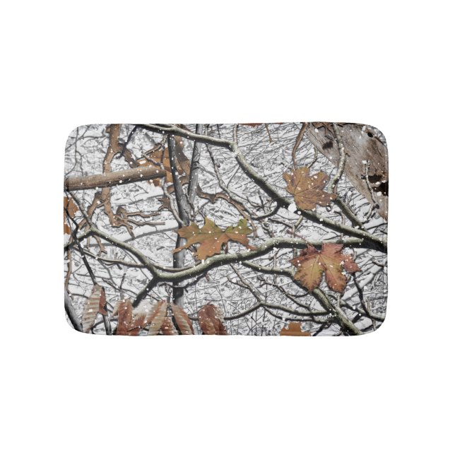 Hunting Camouflage Snow Pattern 2 Bath Mat (Front)