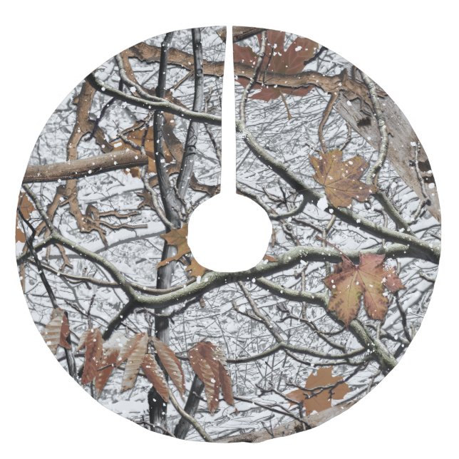 Hunting Camouflage Snow Pattern 2 Brushed Polyester Tree Skirt (Front)