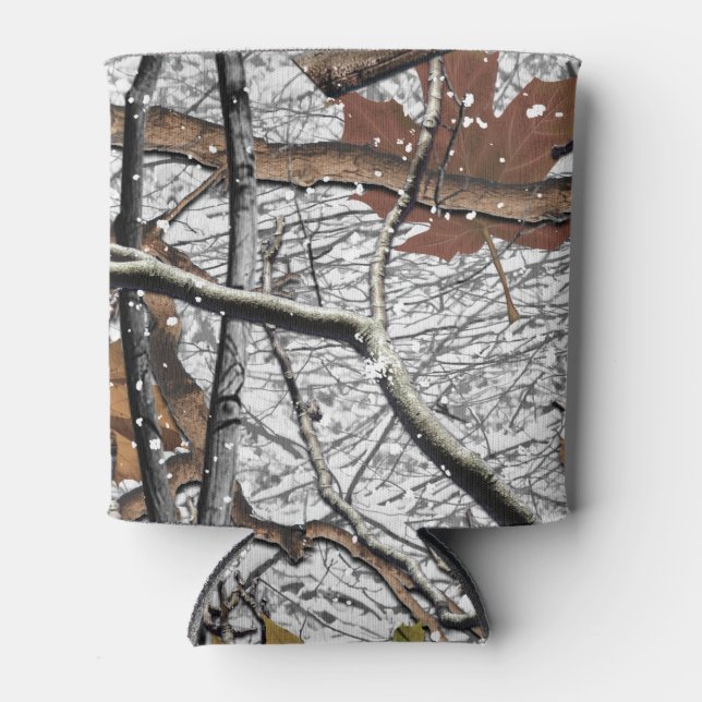 Hunting Camouflage Snow Pattern 2 Can Cooler (Front)