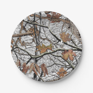 Hunting Camouflage Snow Pattern 2 Paper Plate